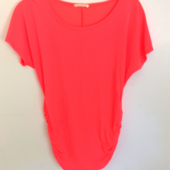 Bright Orange Salmon Stretchy Rauched "Daily Special" Top - Picture 6 of 7